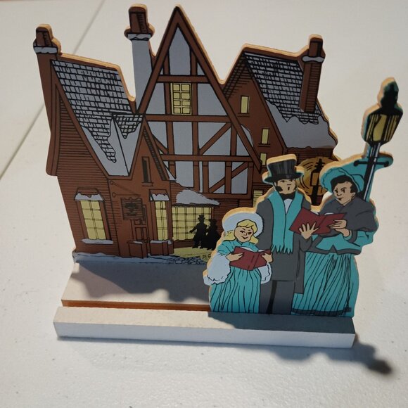 Vintage Noble Hall 3-D Christmas Candle with Slide Village and Carolers - Picture 1 of 7